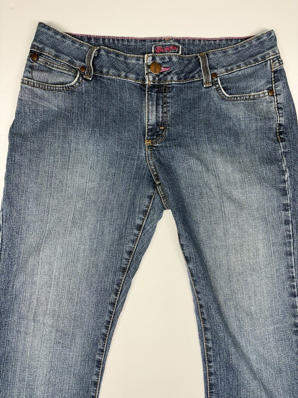 Wrangler Girls 11/12 x 32 Premium Patch Bootcut Stretch Jeans Pink Y2K Denim
